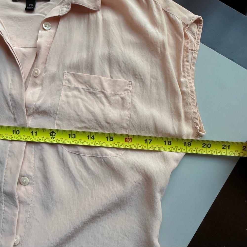 Banana Republic Silk Pocket Blouse Cap Sleeve Pink Pearl XS - Picture 5 of 7